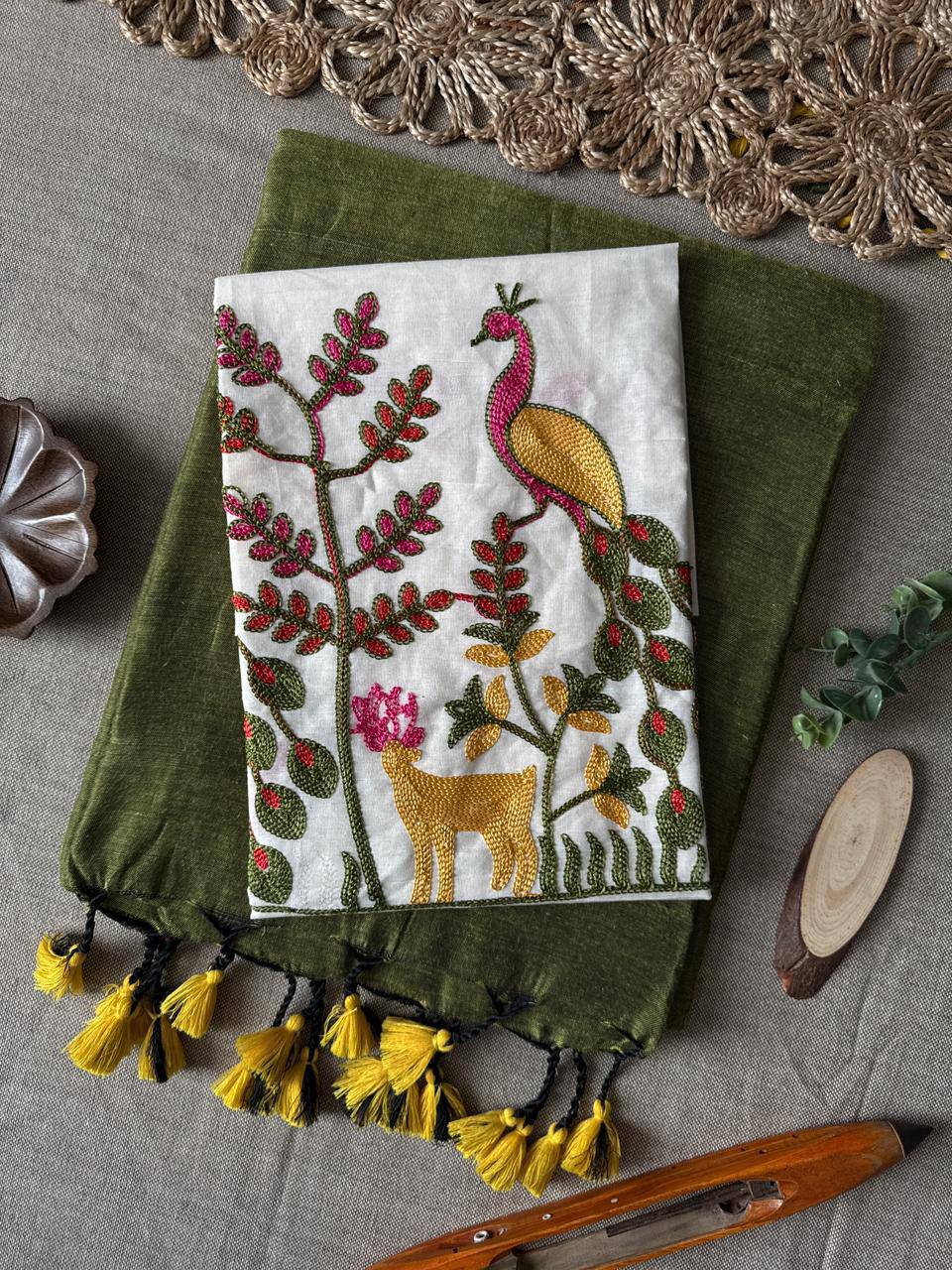 Soft Handloom Cotton Saree With Heavy Blouse