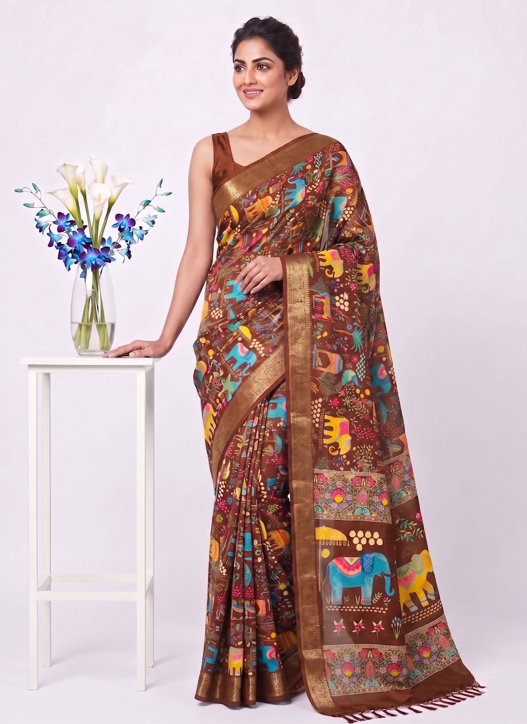 Elegant Digital Print Cotton Saree