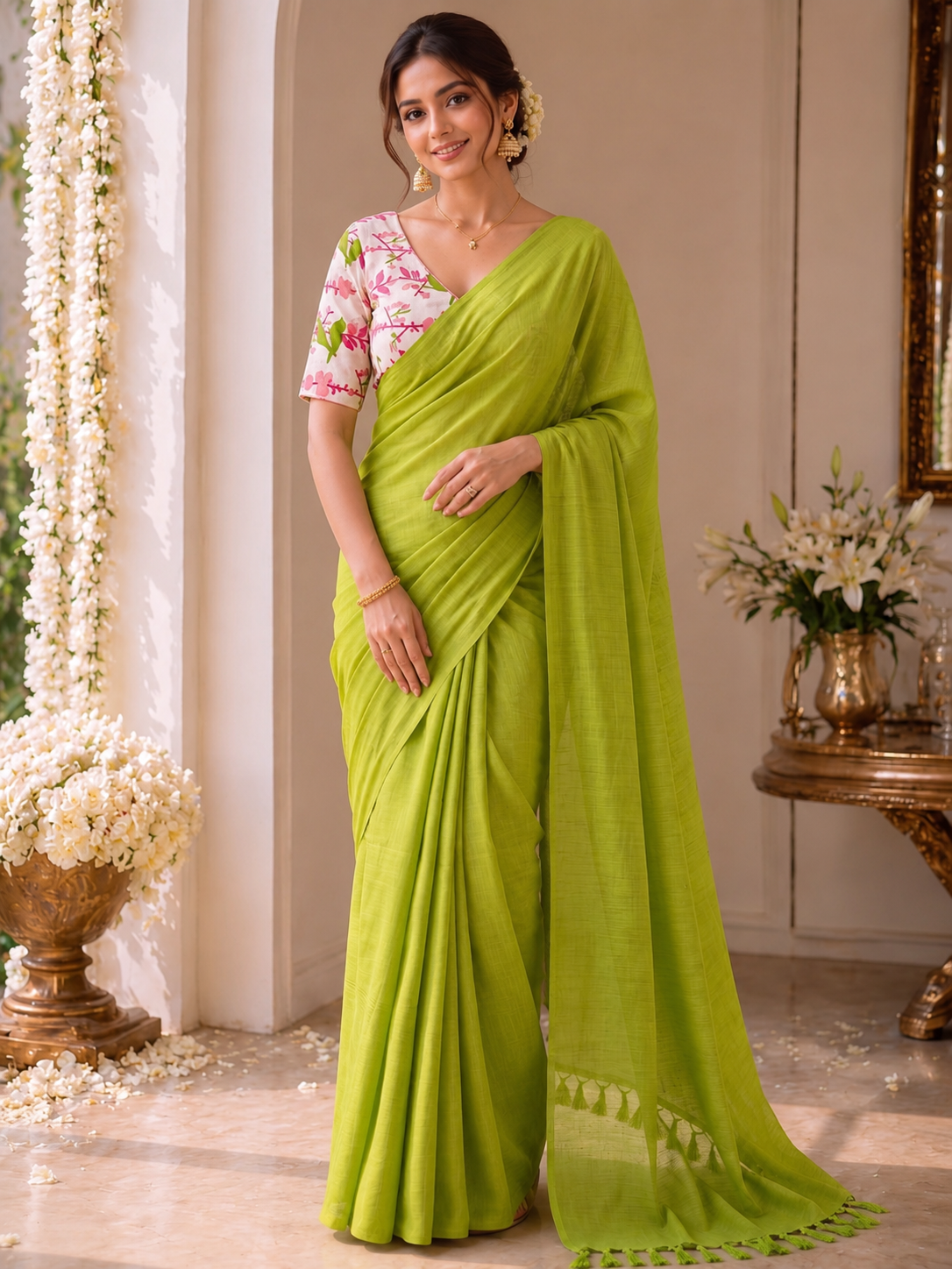 Handloom Khadi Cotton Saree with Magic Blouse