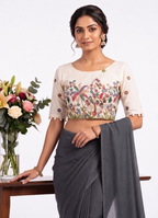 Khadi Cotton Designer Saree with Heavy Embroidered Blouse