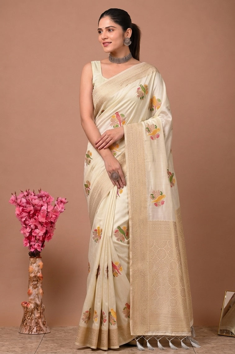 Perot Design Nylon Kadi Crepe Georgette Saree