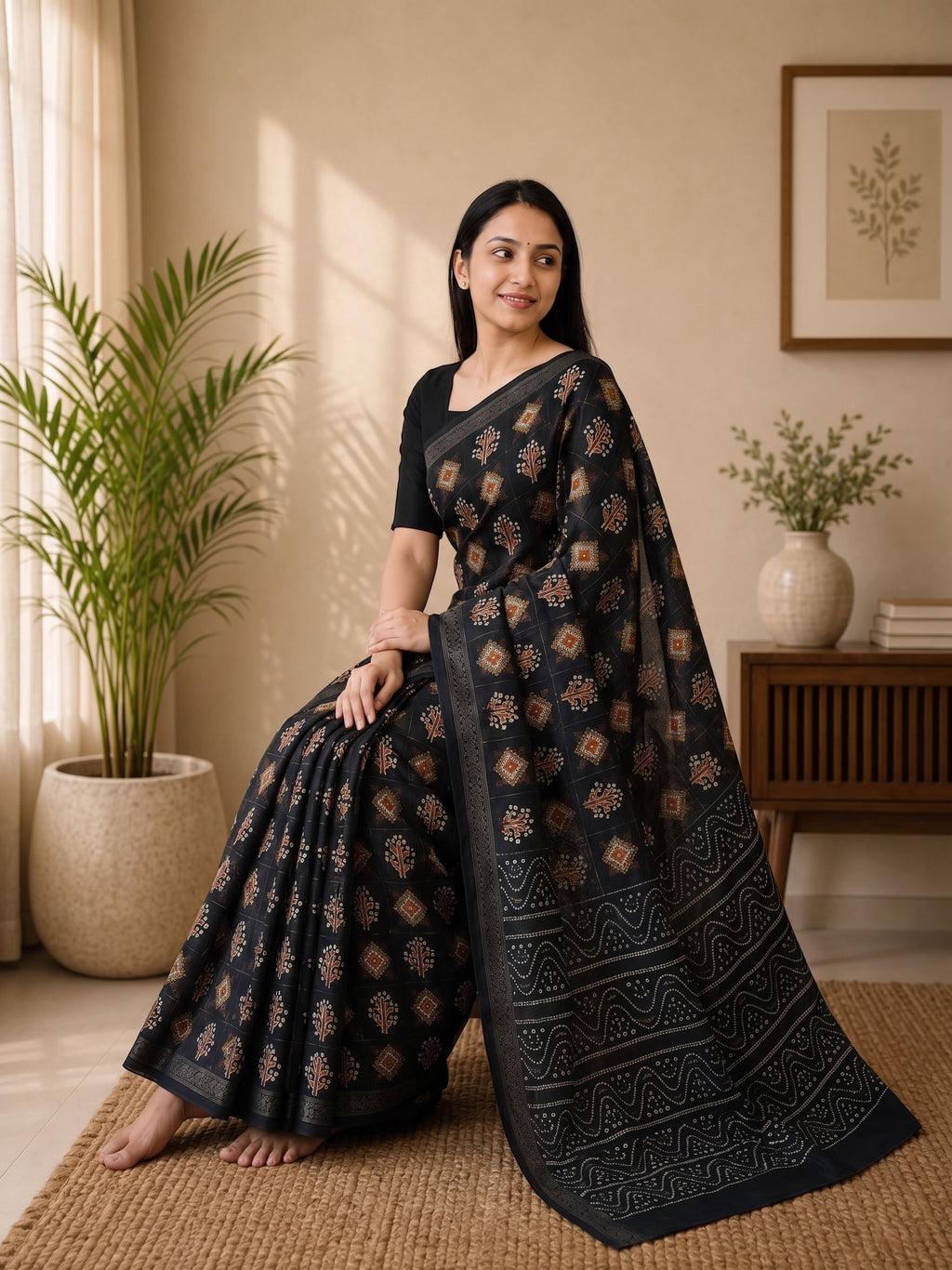 Soft Cotton Saree with Traditional Printed Motifs