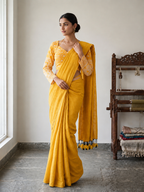 Classic Khadi Cotton Saree with Chikankari Blouse