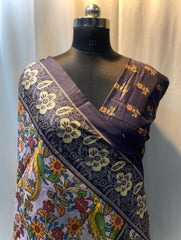 Precious Kalamkari Digital Print Purple Multi Color Saree