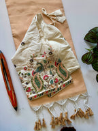 Khadi Cotton Saree with Embroidered Padded Blouse