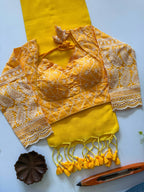 Classic Khadi Cotton Saree with Chikankari Blouse