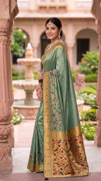 Tissue Silk Paithani Saree with Meenakari Pallu