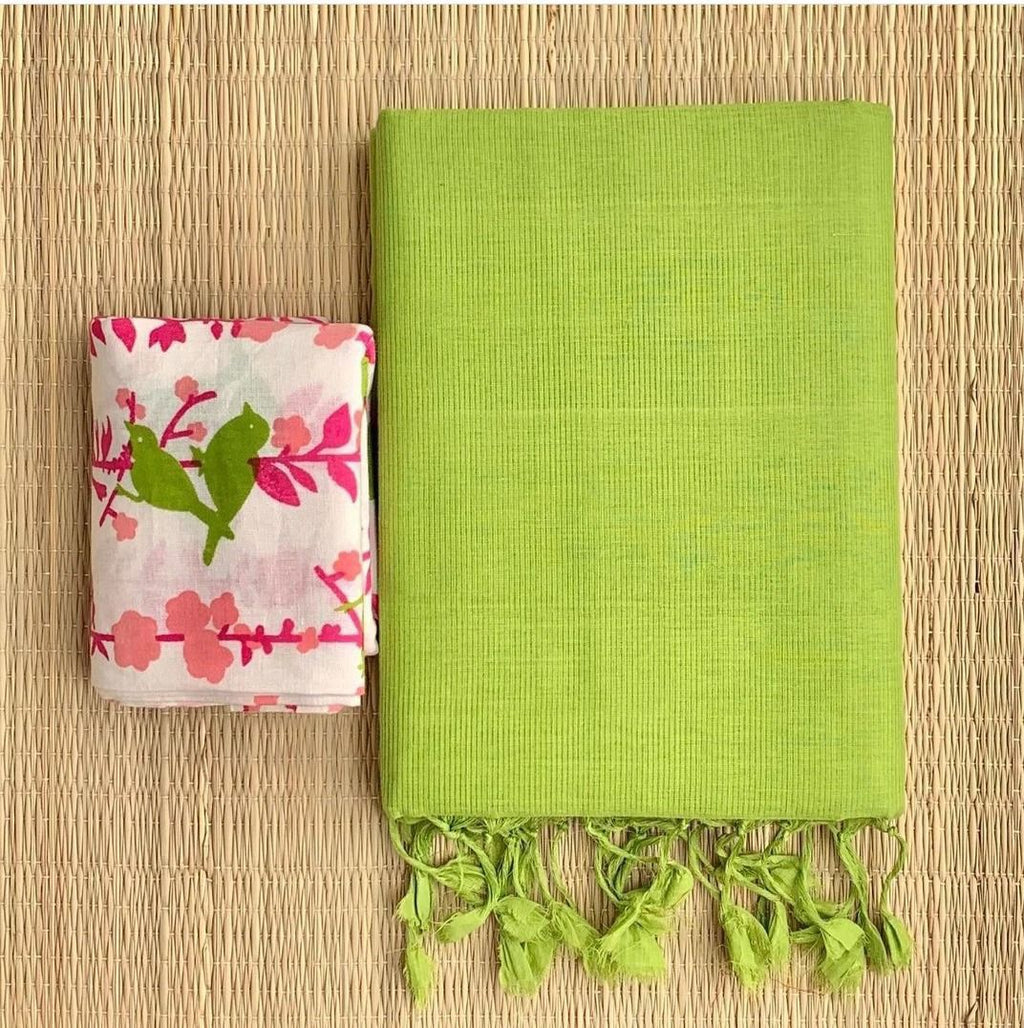 Handloom Khadi Cotton Saree with Magic Blouse