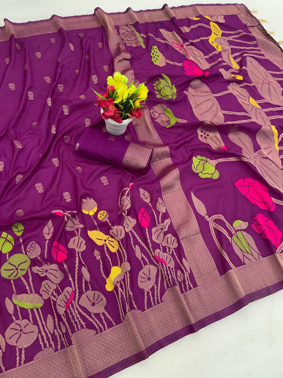 Hand Dyed Nylon Kadi Crepe Georgette Saree