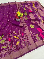 Hand Dyed Nylon Kadi Crepe Georgette Saree