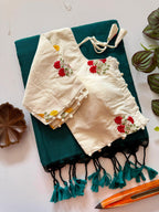 Elegant Khadi Cotton Saree with Embroidered Padded Blouse