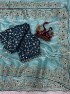 Moonlight Fandy Satin Saree with Designer Blouse