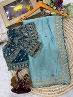 Rangoli Silk Embroidered Saree with Designer Stitched Blouse