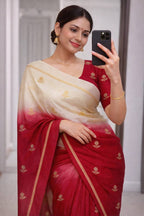 Viscose Khadi Silk Saree with Jacquard Leaf Design