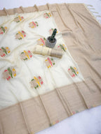 Perot Design Nylon Kadi Crepe Georgette Saree