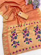 Bamboo Tissue Silk Paithani Saree with Meenakari Motifs
