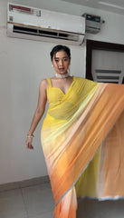 Alia Bhatt Glimmering Yellow Color Bollywood Style Ready To Wear Saree