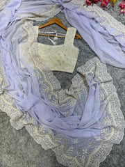 Outstanding Soft Chiffon Lavender Color Saree