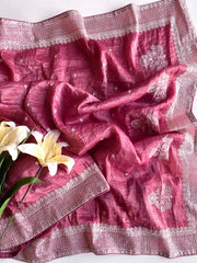 Marvelous Embroidered Pallu Pink Color Saree