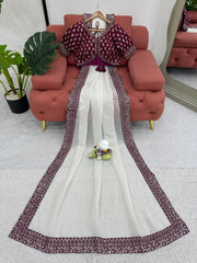 Captivating Crunchy Silk White Color Saree
