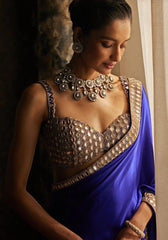Party Wear Rangoli Silk Blue Color Saree