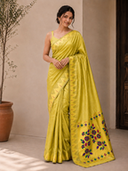 Bamboo Tissue Silk Paithani Saree with Meenakari Motifs