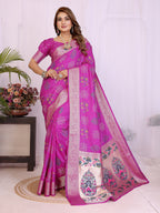 Dola Silk Bandhej Khadi Print Saree with Kanchi Border
