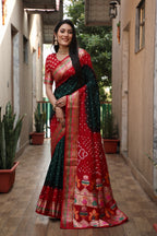 Pure Bandhej Silk Paithani Saree with Minakari Border