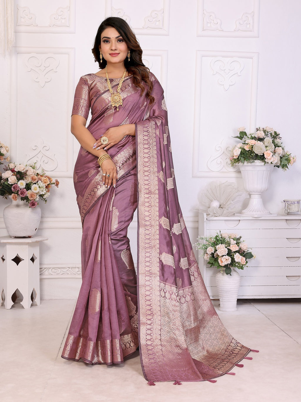 Soft Organza Silk Banarasi Saree with Butta Weaving
