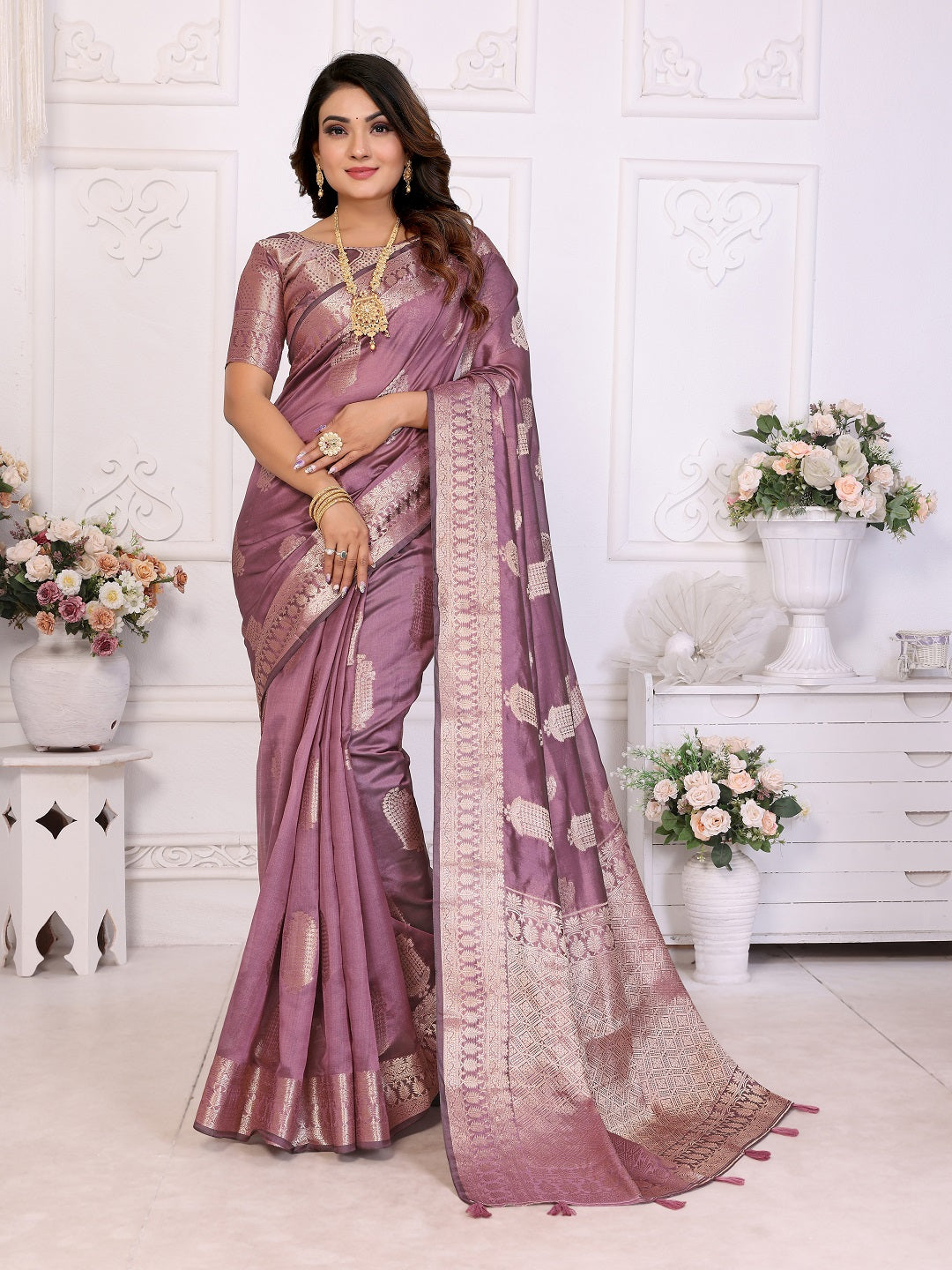 Soft Organza Silk Banarasi Saree with Butta Weaving