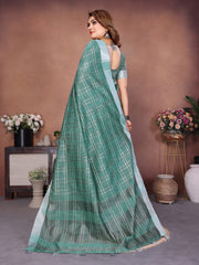 Linen Chex Weaving Saree with Jari Pallu