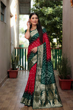 Pure Bandhej Silk Saree with Tissue Pallu