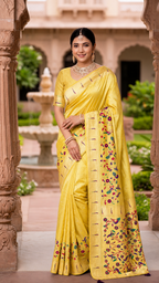 Tissue Silk Paithani Saree with Meenakari Pallu