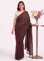 Classic Cotton Weave Saree With Stitched Blouse