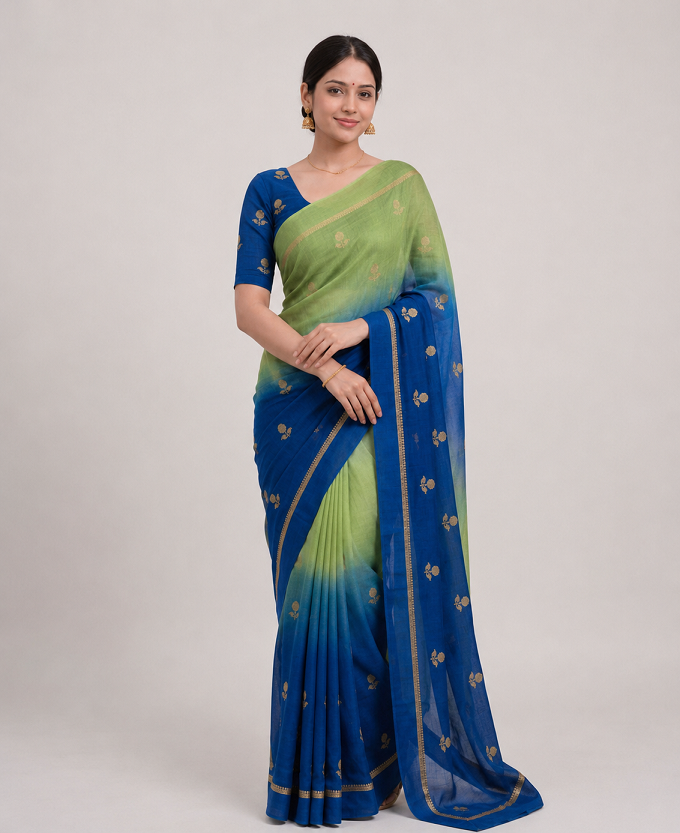 Viscose Khadi Silk Saree with Jacquard Leaf Design
