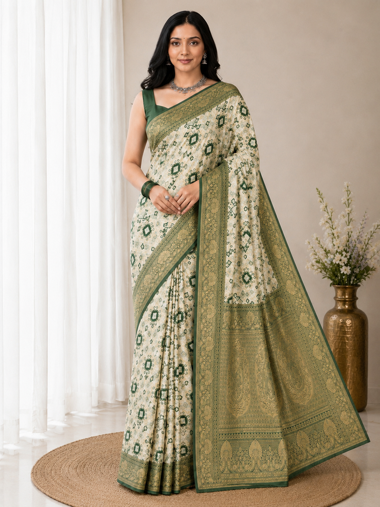Elegant Silk Blend Saree With Traditional Zari Weaving