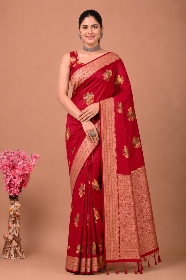 Perot Design Nylon Kadi Crepe Georgette Saree