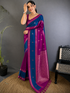 Soft Silk Kanjivaram Saree with Copper Zari Weaving