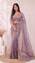 Premium Soft Fandy Satin Silk Saree with Cut Dana Work