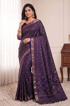 Bandhani Print Soft Silk Blend Saree with Rich Golden Zari Border