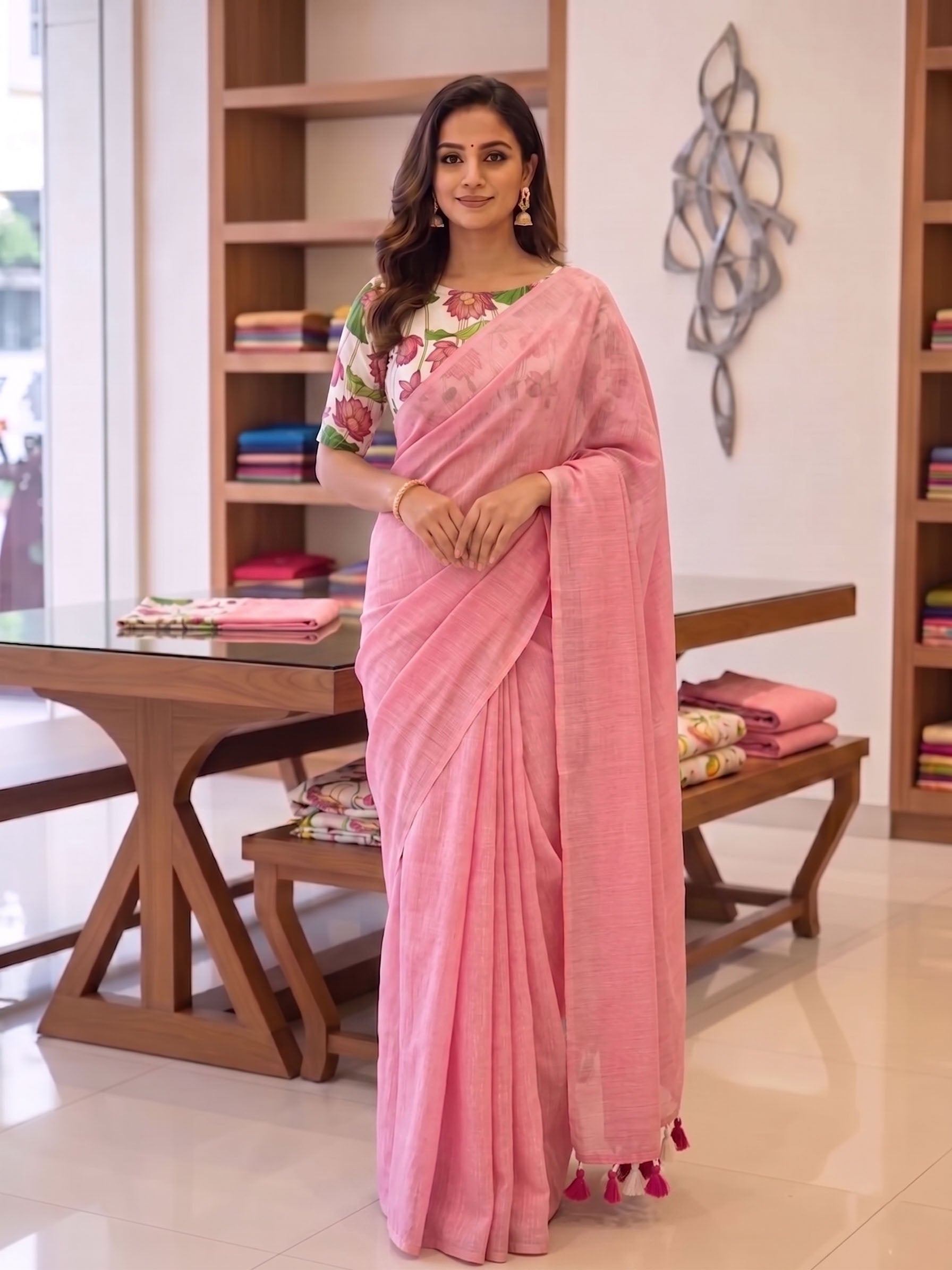 Elegant Khadi Cotton Saree with Magic Cotton Blouse