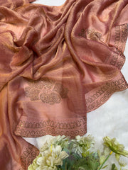 Gorgeous Chiffon Silk Peach Color Saree