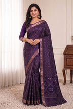 Bandhani Print Soft Silk Blend Saree with Rich Golden Zari Border