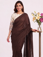 Classic Cotton Weave Saree With Stitched Blouse