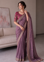 Rangoli Silk Embroidered Saree with Designer Stitched Blouse