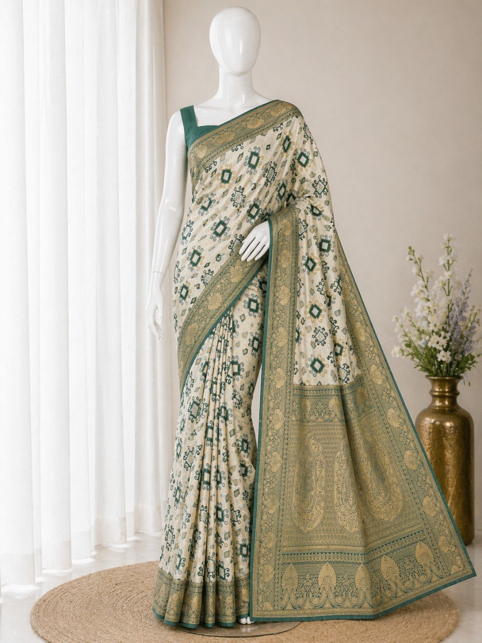 Elegant Silk Blend Saree With Traditional Zari Weaving