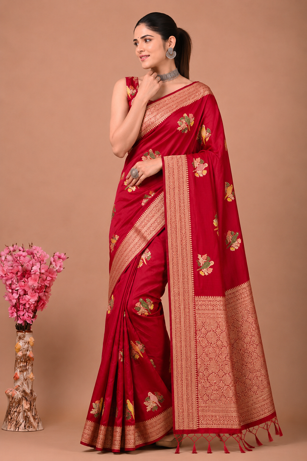 Perot Design Nylon Kadi Crepe Georgette Saree