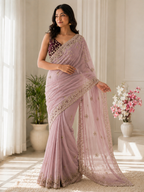 Moonlight Fandy Satin Saree with Designer Blouse
