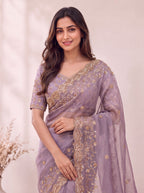 Premium Soft Fandy Satin Silk Saree with Cut Dana Work