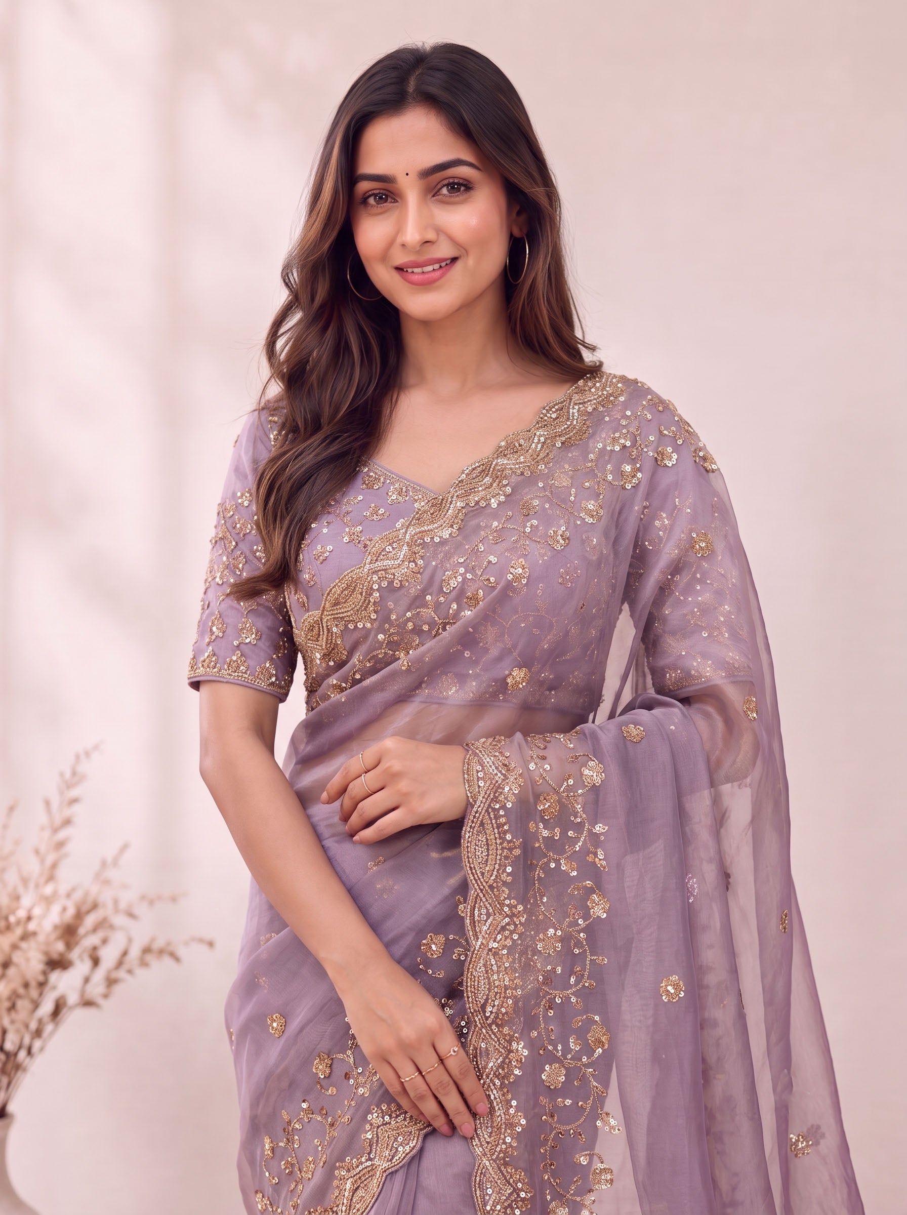 Premium Soft Fandy Satin Silk Saree with Cut Dana Work